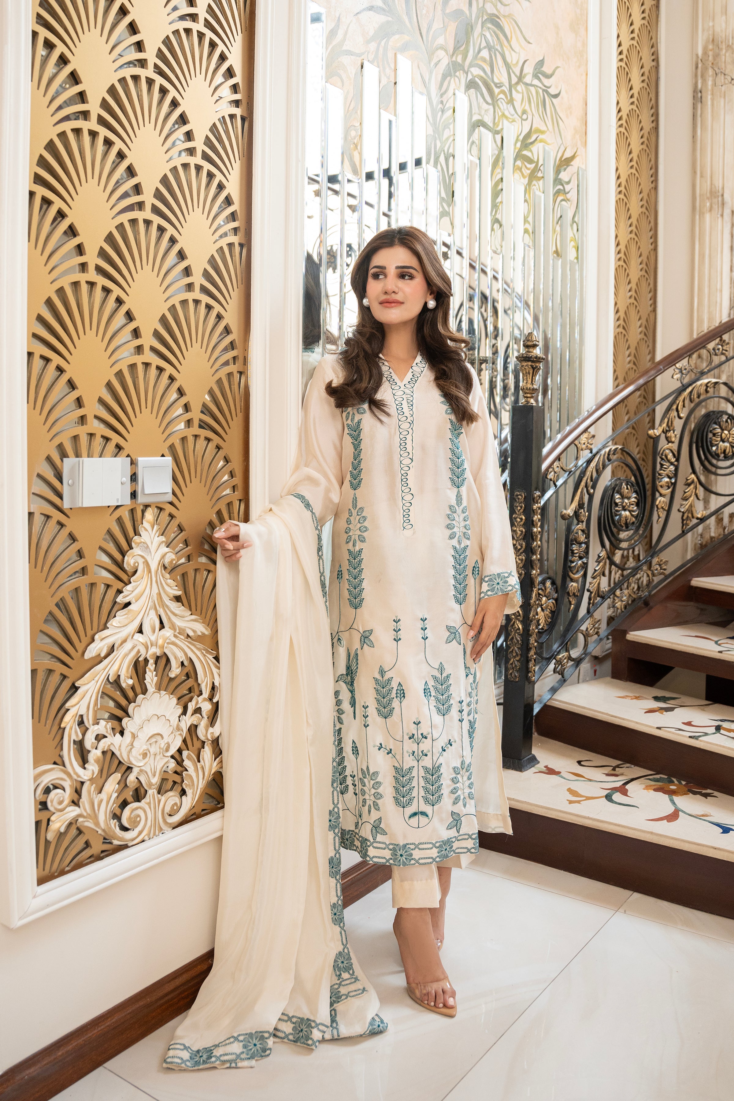 Miraal Pearl Embroidered Luxury Suit