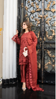 Miraal – Maroon Embroidered Luxury Suit