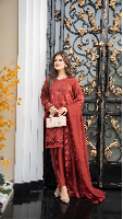 Miraal – Maroon Embroidered Luxury Suit